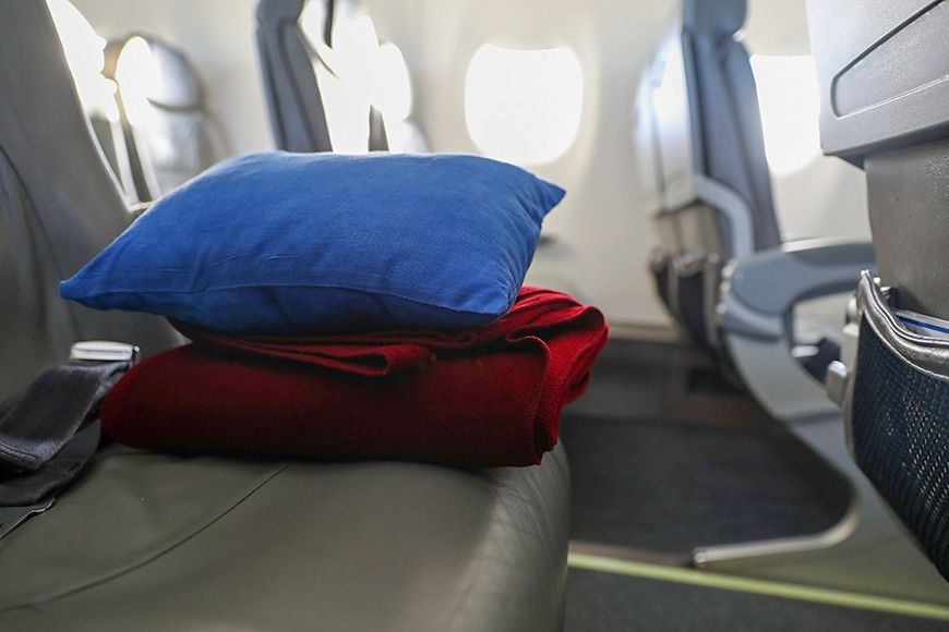 cobertor travesseiro assento de avião