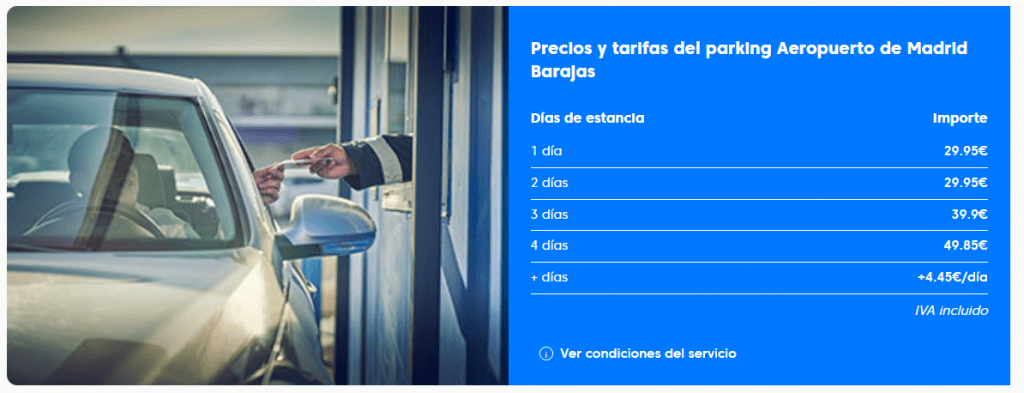 precios y tarifas parking barato aeropuerto de Madrid